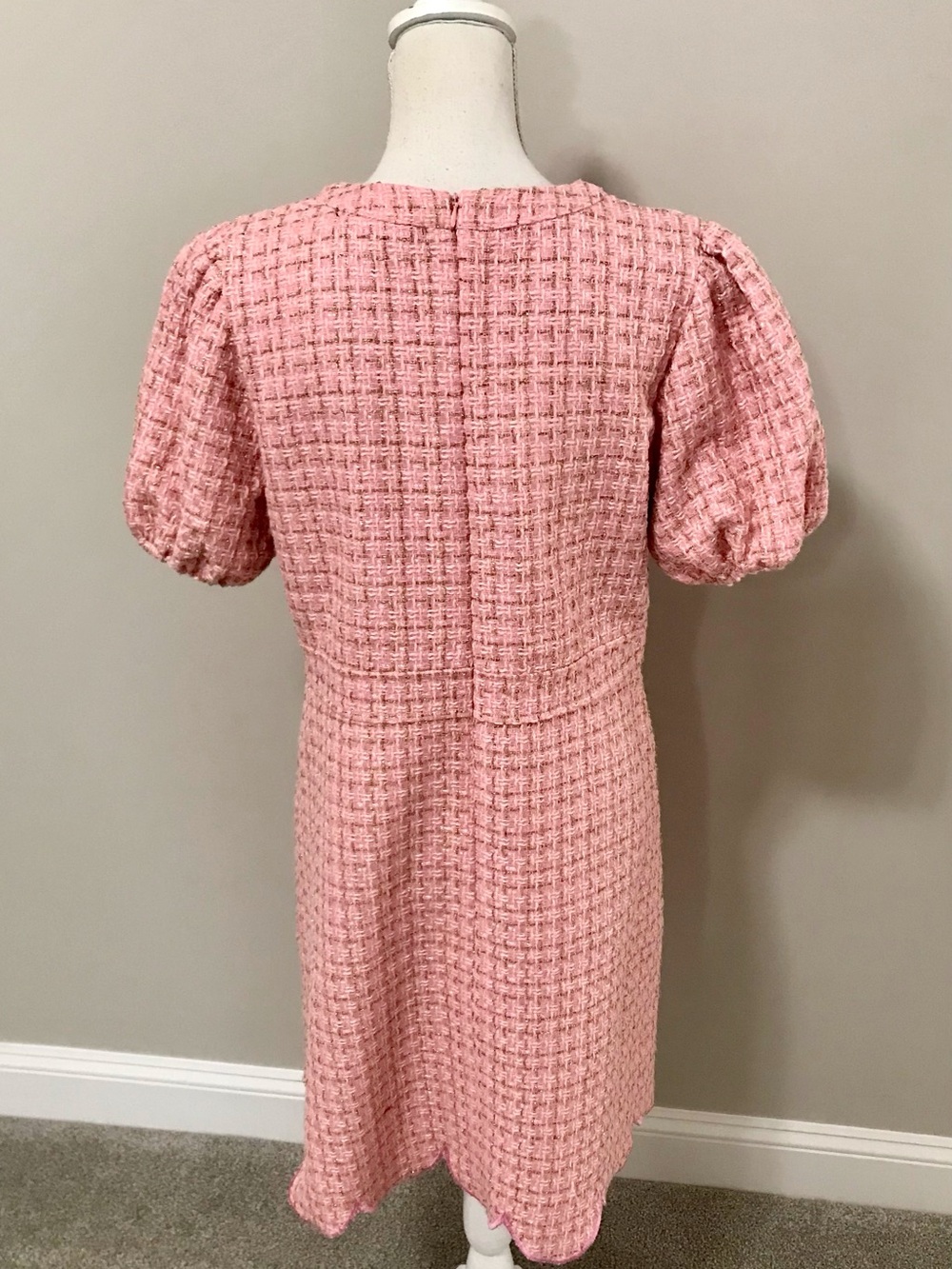 Simply Southern Pink Tweed Dress with Pearl Buttons - Picture 4 of 6